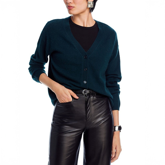 C By Bloomingdales Sweaters - NWT C by Bloomingdale's 2-ply Cashmere V Neck Cardigan Green $178 - Size S (4-6)